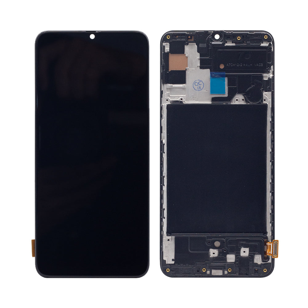 Samsung Galaxy A70 A705F Ecrã e digitalizador com moldura preta Soft-OLED