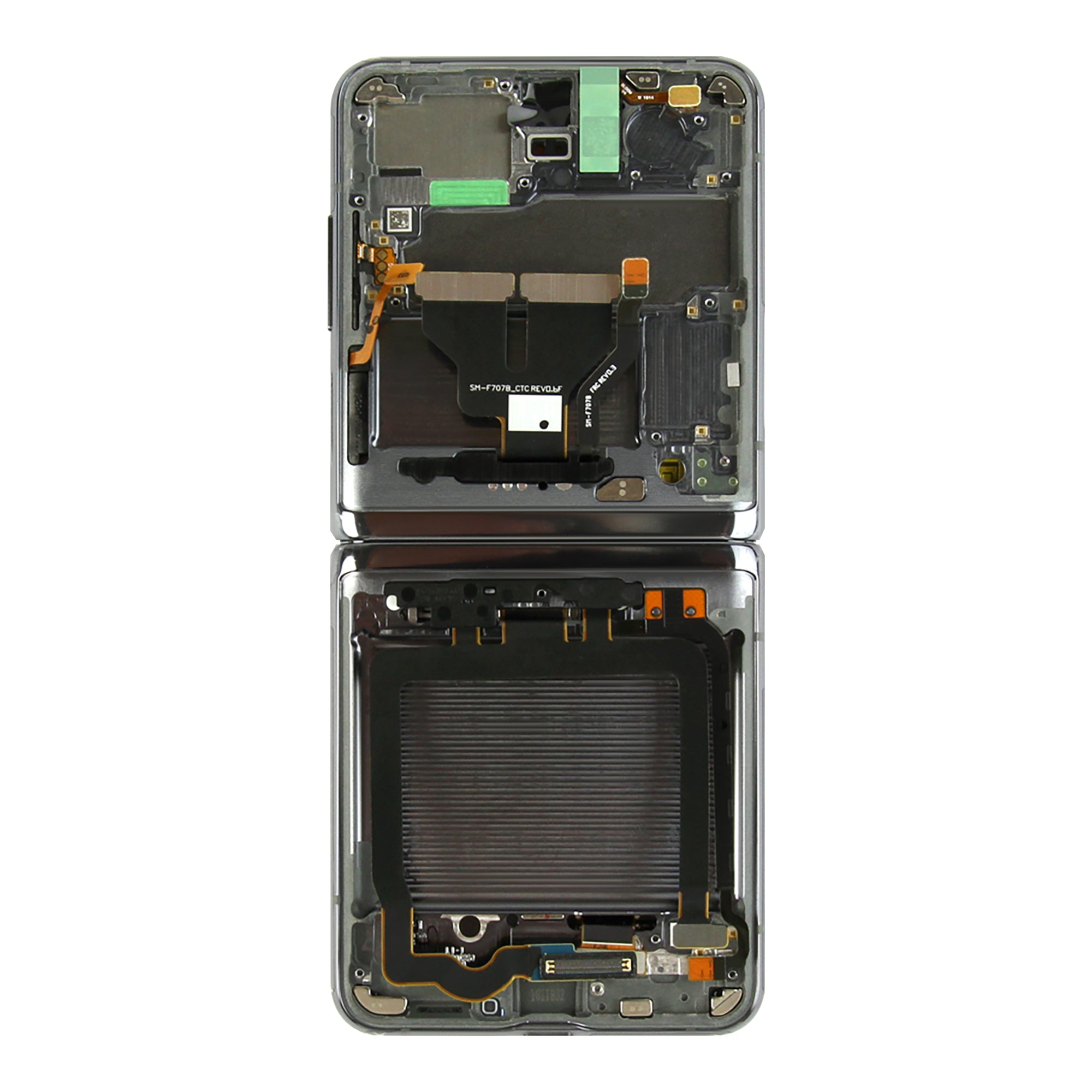 Samsung Galaxy Z Flip 5G F707B Ecrã principal e digitalizador com moldura Mystic Grey Service Pack