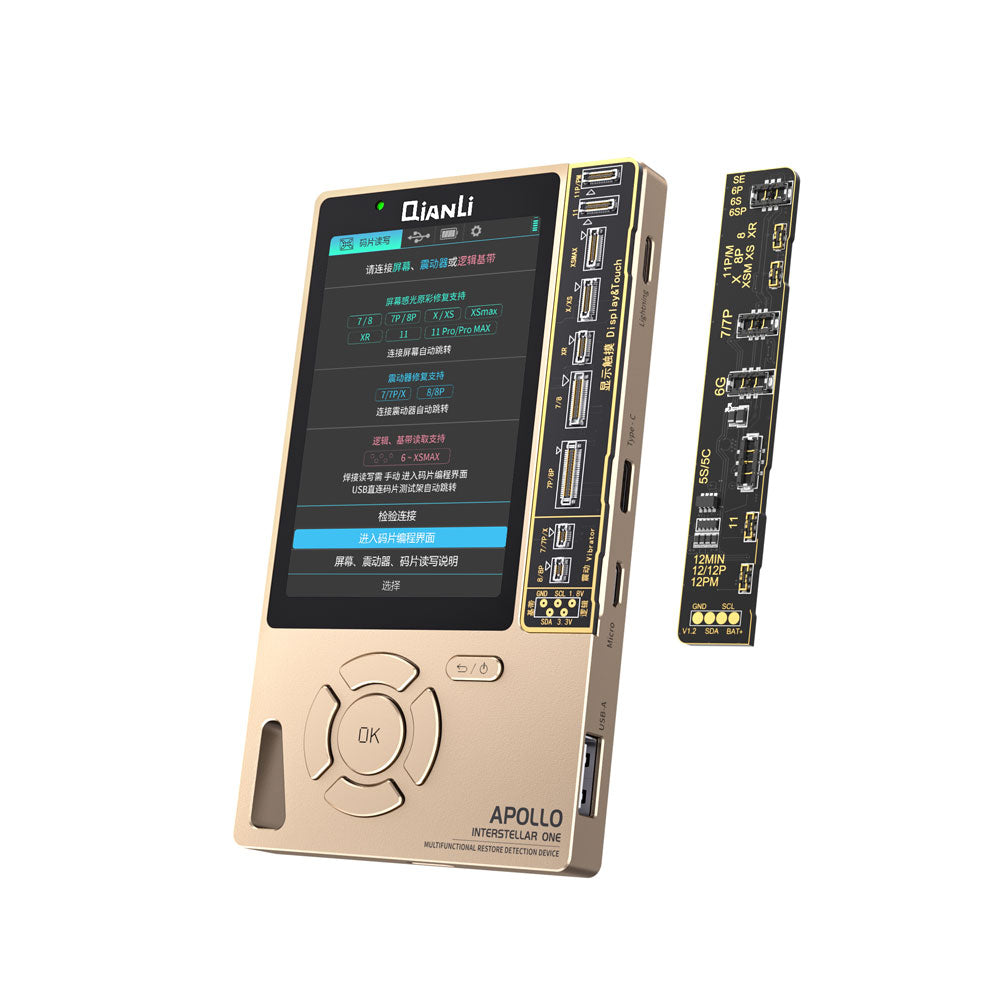 Programador e testador QIANLI Apollo (True Tone, bateria, vibrador, MFI, Eeprom) com bateria integrada Coll.Edit.