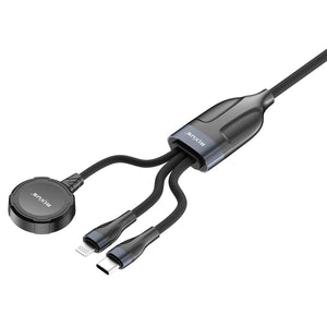 Rixus RXUC31 Cabo carregador de relógio e telemóvel 3 em 1 1,2 m preto