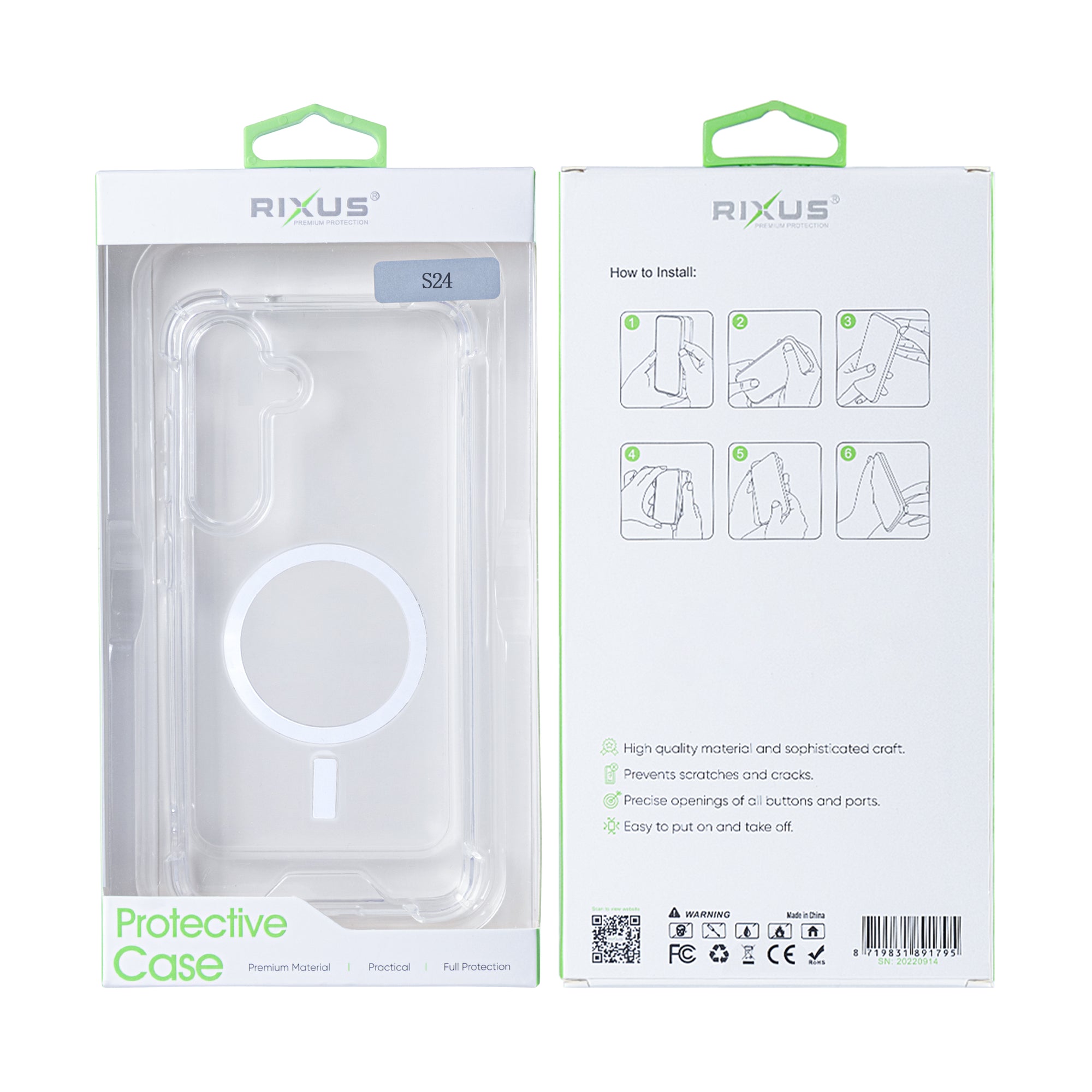 Rixus Anti-Burst Case With MagSafe Compatible For Samsung Galaxy S24, S25 Transparent