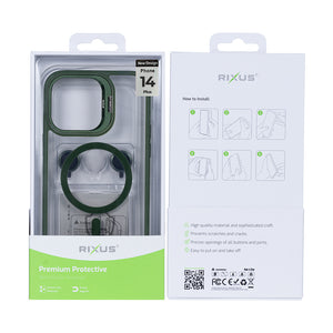 Rixus Classic 03 Case With MagSafe Compatible For Apple iPhone 14 Plus Dark Green