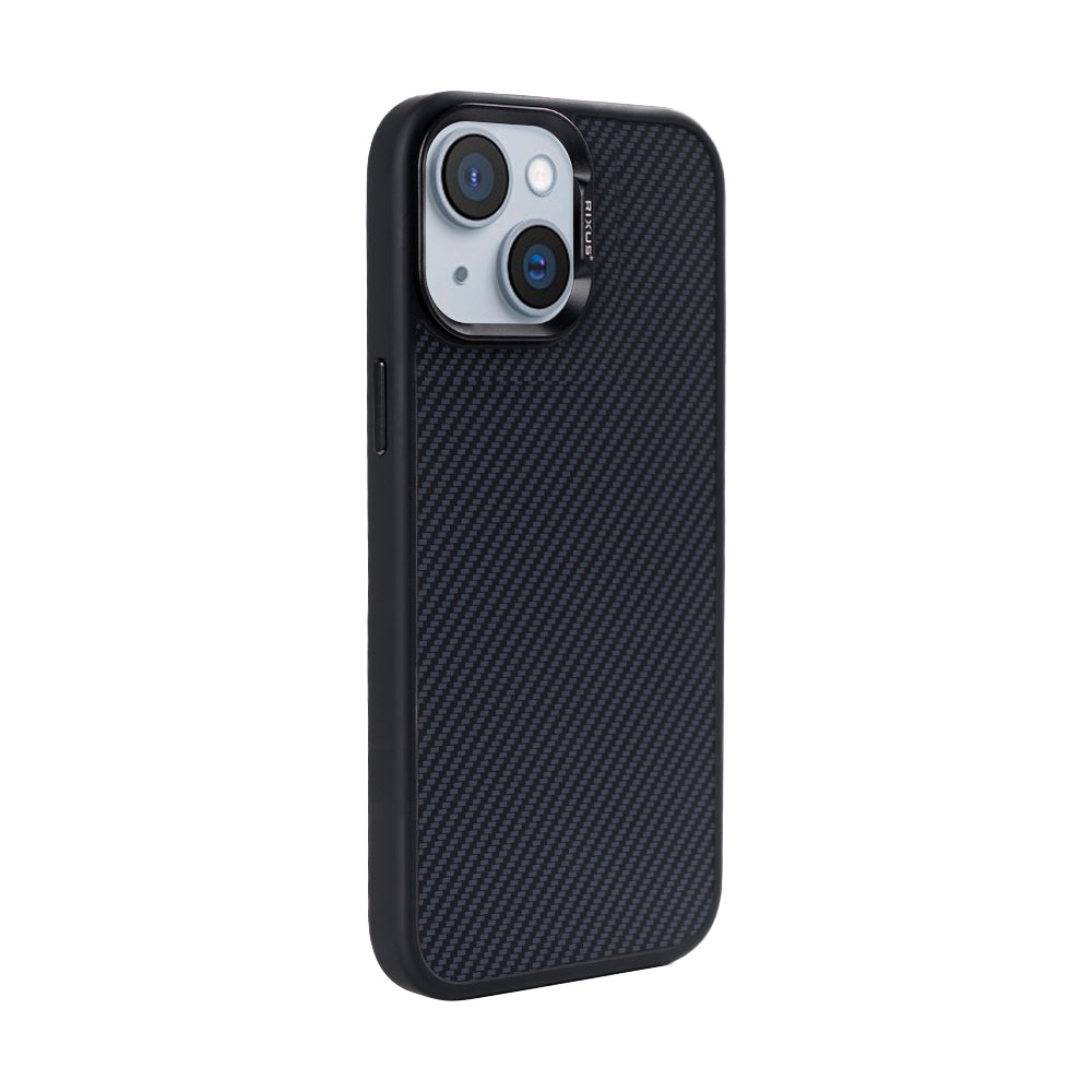 Rixus Mag Carbon With MagSafe Compatible For Apple iPhone 15 Titanium Black