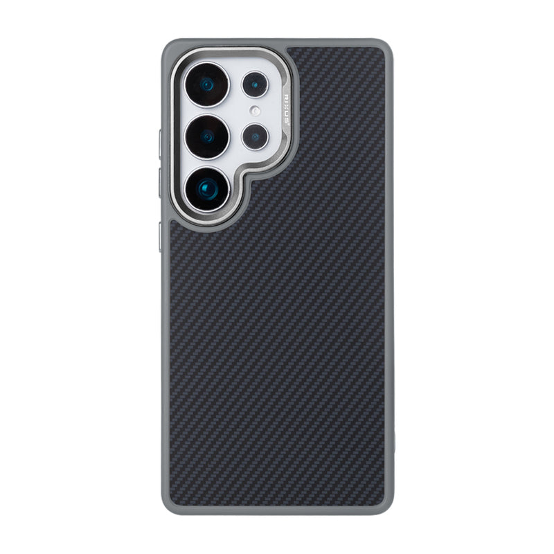 Rixus Mag Carbon With MagSafe Compatible For Samsung Galaxy S25 Ultra Titanium Grey