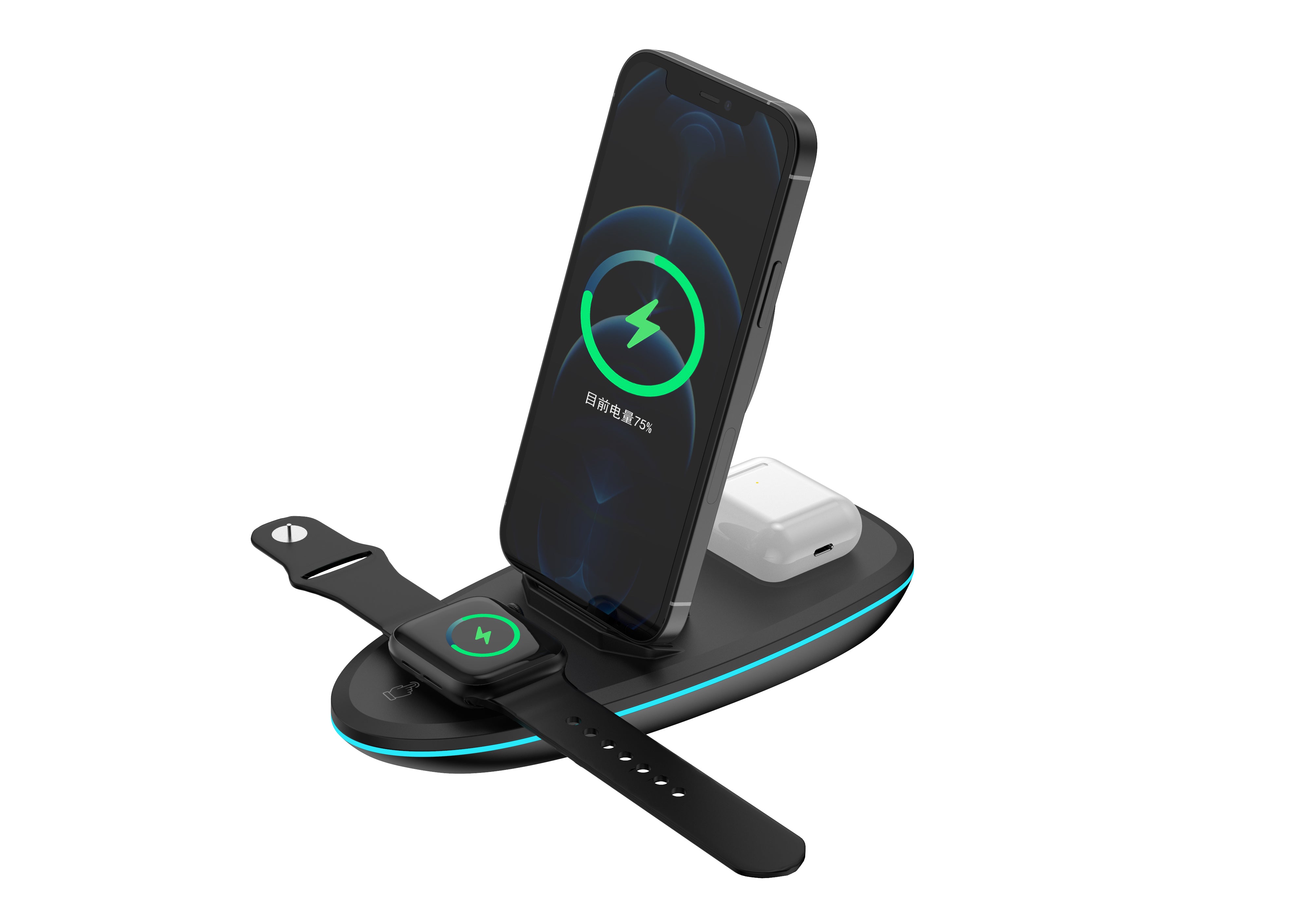 Rixus RXWC43 3 in 1 Foldable Wireless Charger Station