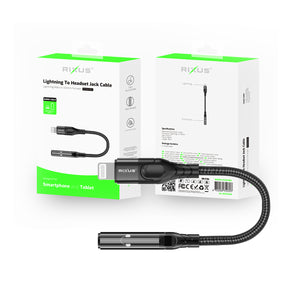Rixus RXMU36L Lightning Connector to 3.5mm Audio Adapter Female 10cm