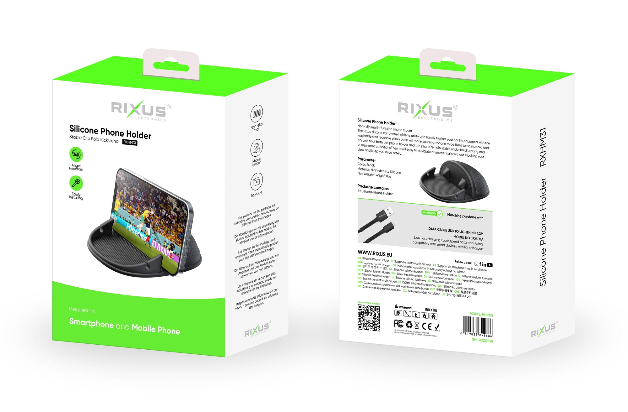 Rixus RXHM31 Silicone Phone Holder Black