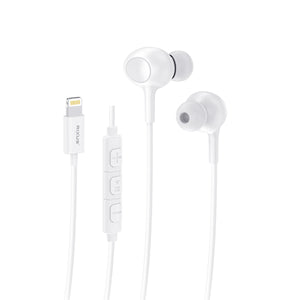 Rixus RXHD56LW Lightning Connector Wired Earbud Type Headphone With Microphone White