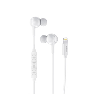 Rixus RXHD56LW Lightning Connector Wired Earbud Type Headphone With Microphone White