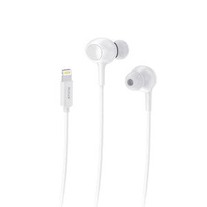 Rixus RXHD56LW Lightning Connector Wired Earbud Type Headphone With Microphone White