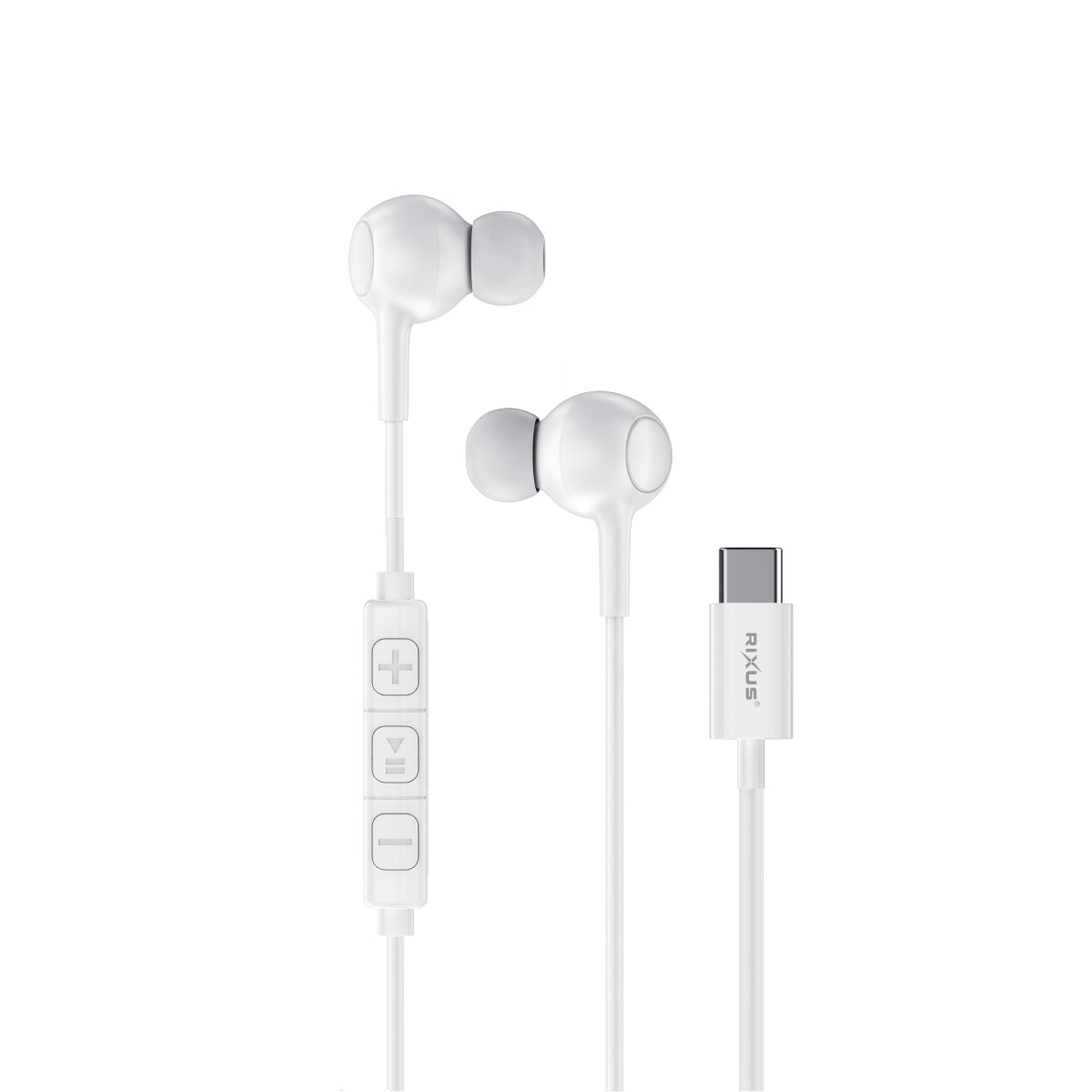 Rixus RXHD56CW USB-C Wired Earbud With Microphone White