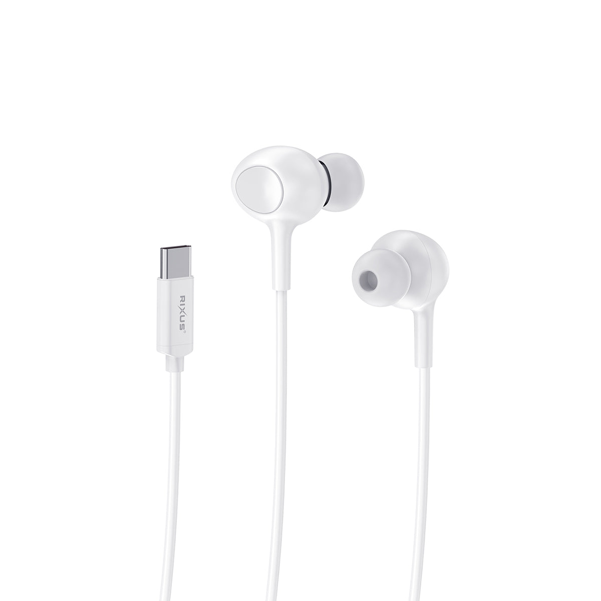 Rixus RXHD56CW USB-C Wired Earbud With Microphone White