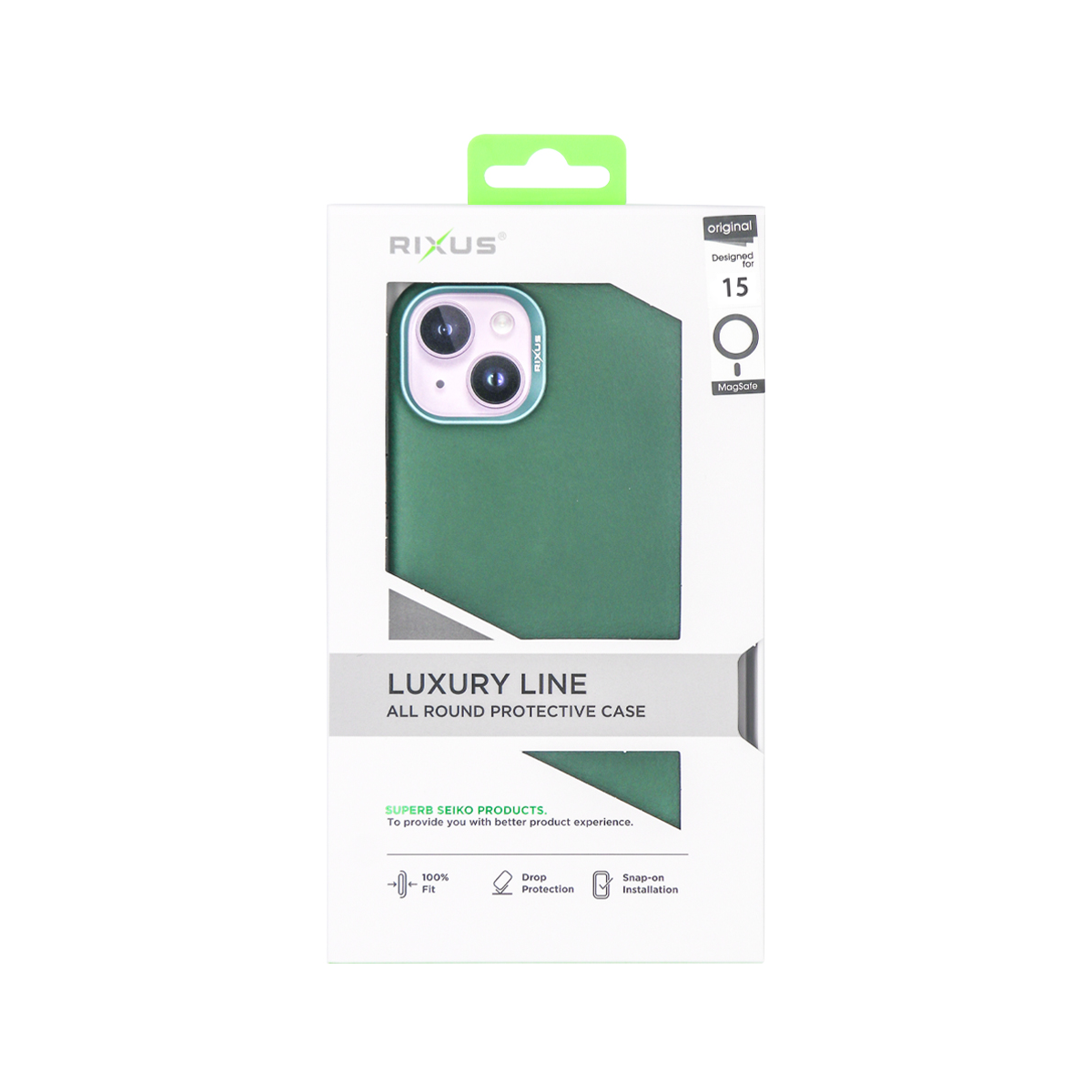 Rixus Classic 02 Case With MagSafe For Apple iPhone 15 Green