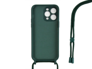 Rixus TPU Necklace Cord Cover For Apple iPhone 14 Pro Max Dark Green