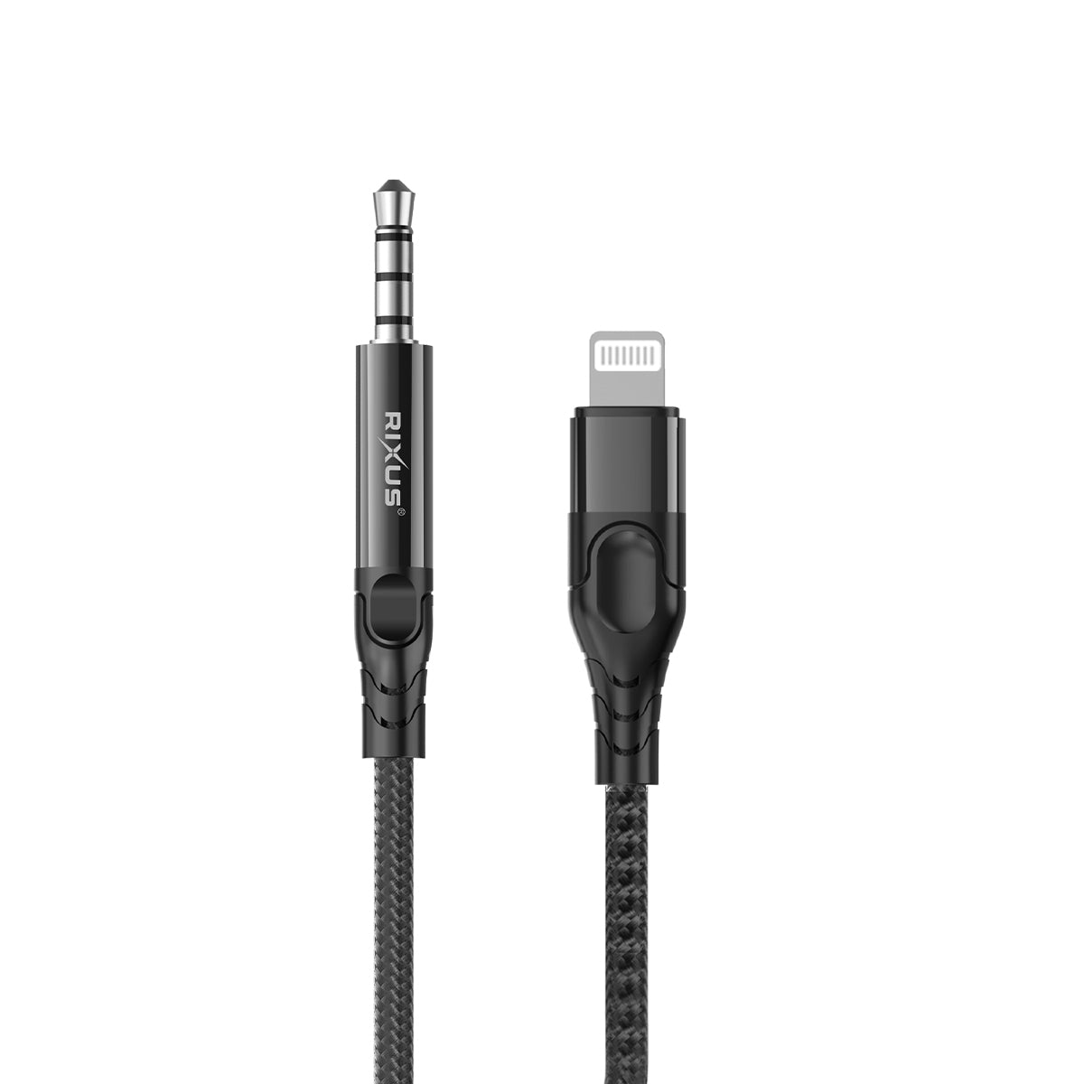 Rixus RXMU35L 3.5mm AUX To Lighting Braided Audio Cable 1.2m Black