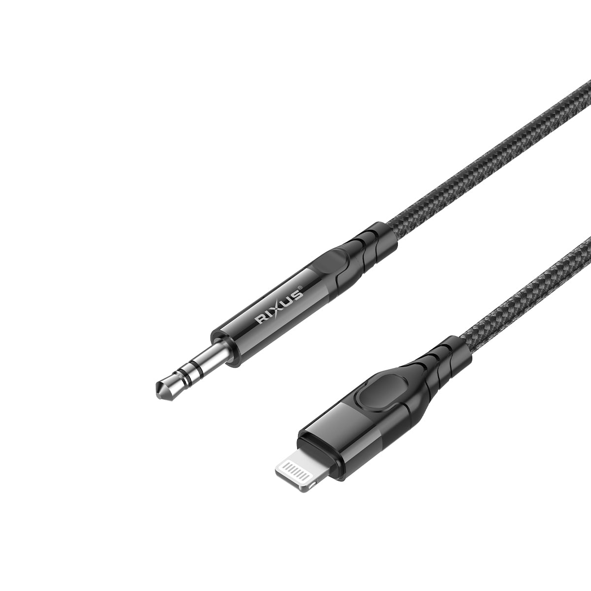 Rixus RXMU35L 3.5mm AUX To Lighting Braided Audio Cable 1.2m Black