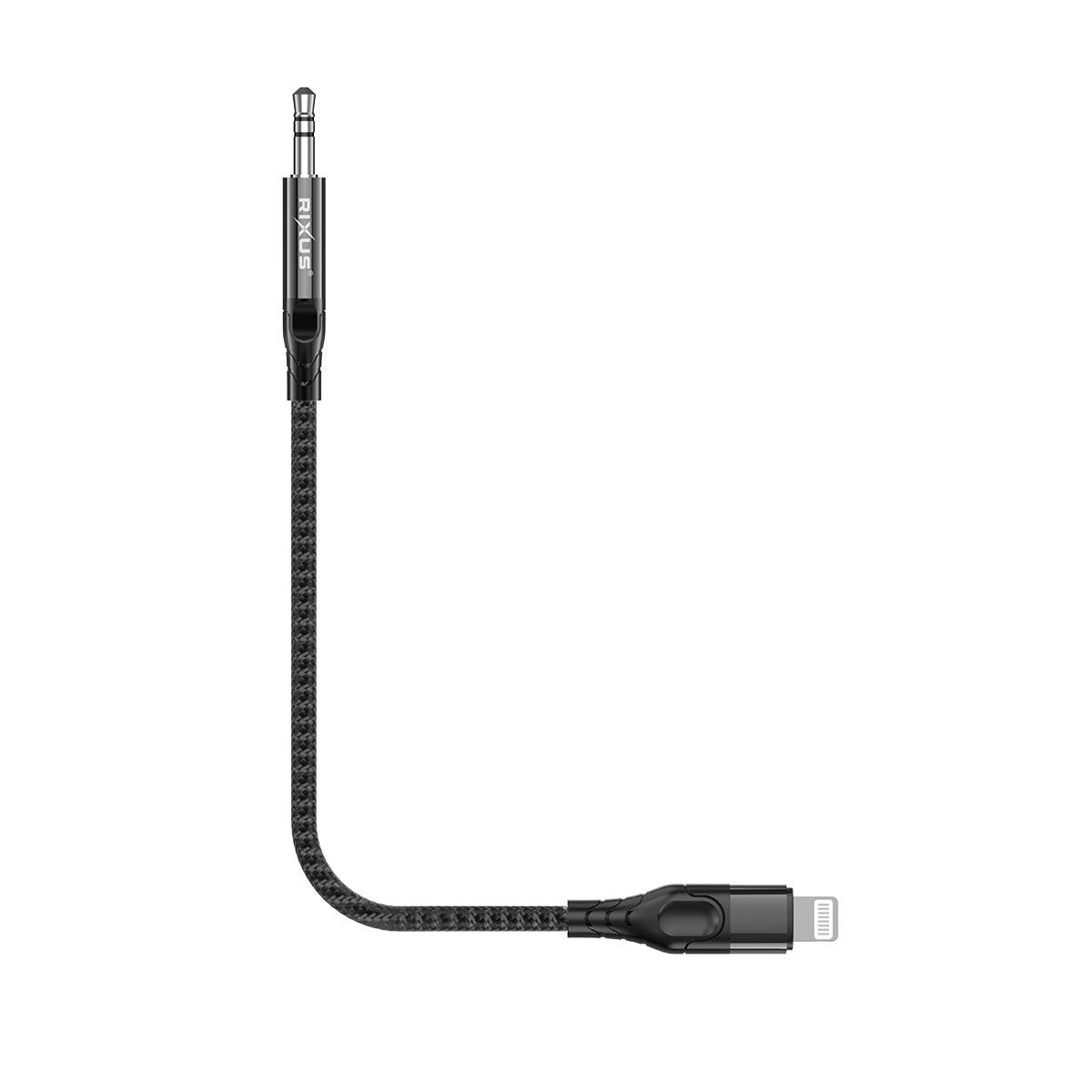 Rixus RXMU35L 3.5mm AUX To Lighting Braided Audio Cable 1.2m Black