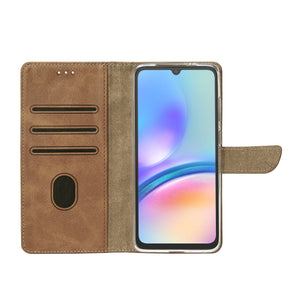 Rixus Bookcase For Samsung Galaxy A05s Light Brown