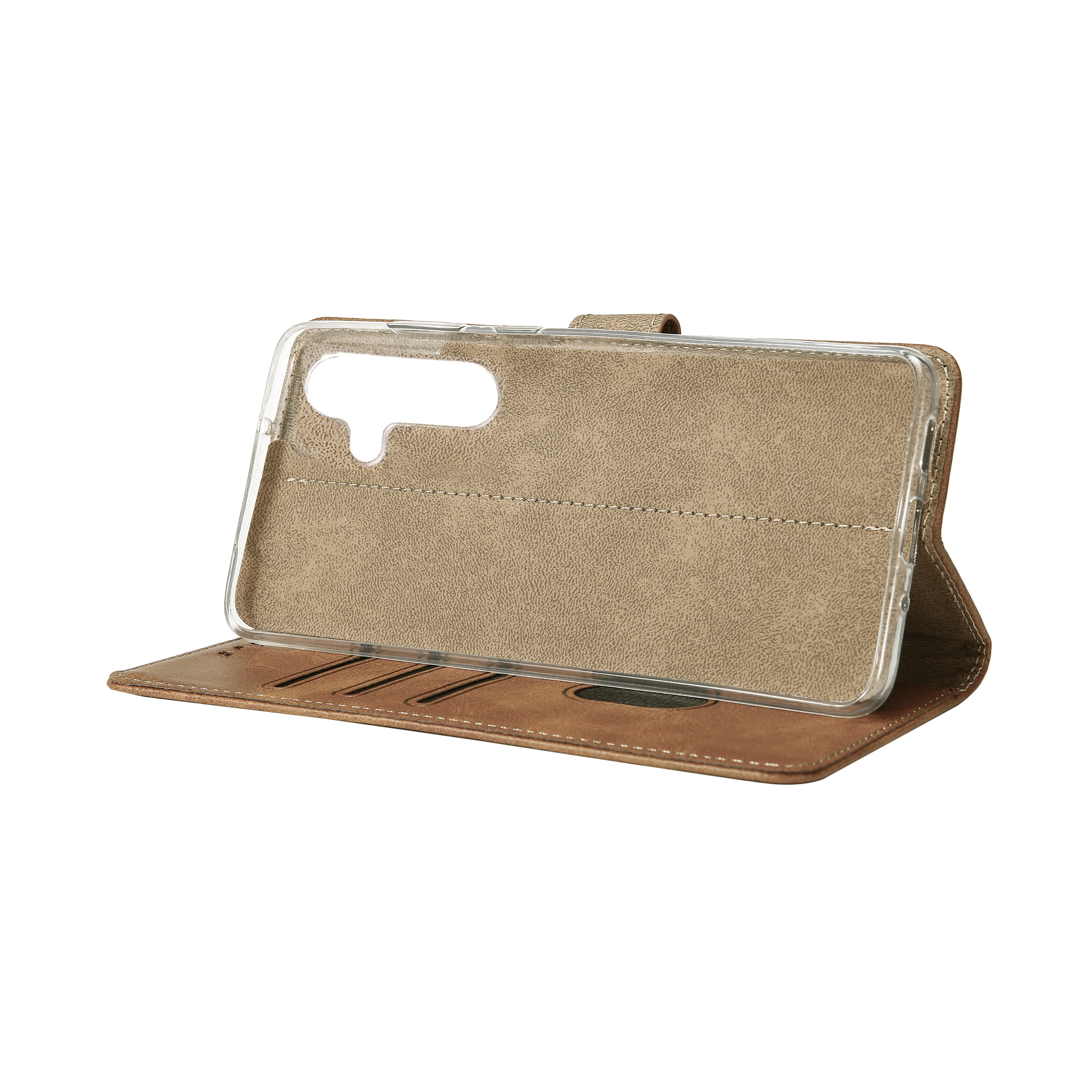 Rixus Bookcase For Samsung Galaxy A05s Light Brown