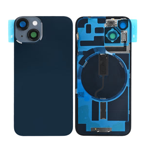For Apple iPhone 14 Back Glass Without NFC, Enlarged Camera Frame Midnight Compatible