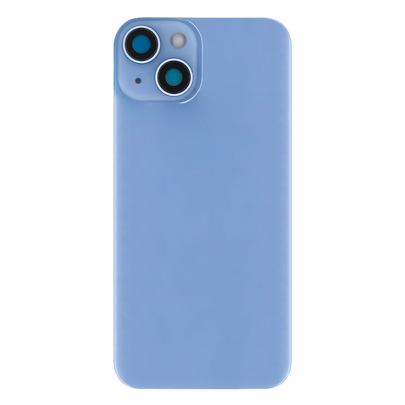 For Apple iPhone 14 Back Glass Without NFC, Enlarged Camera Frame Blue Compatible