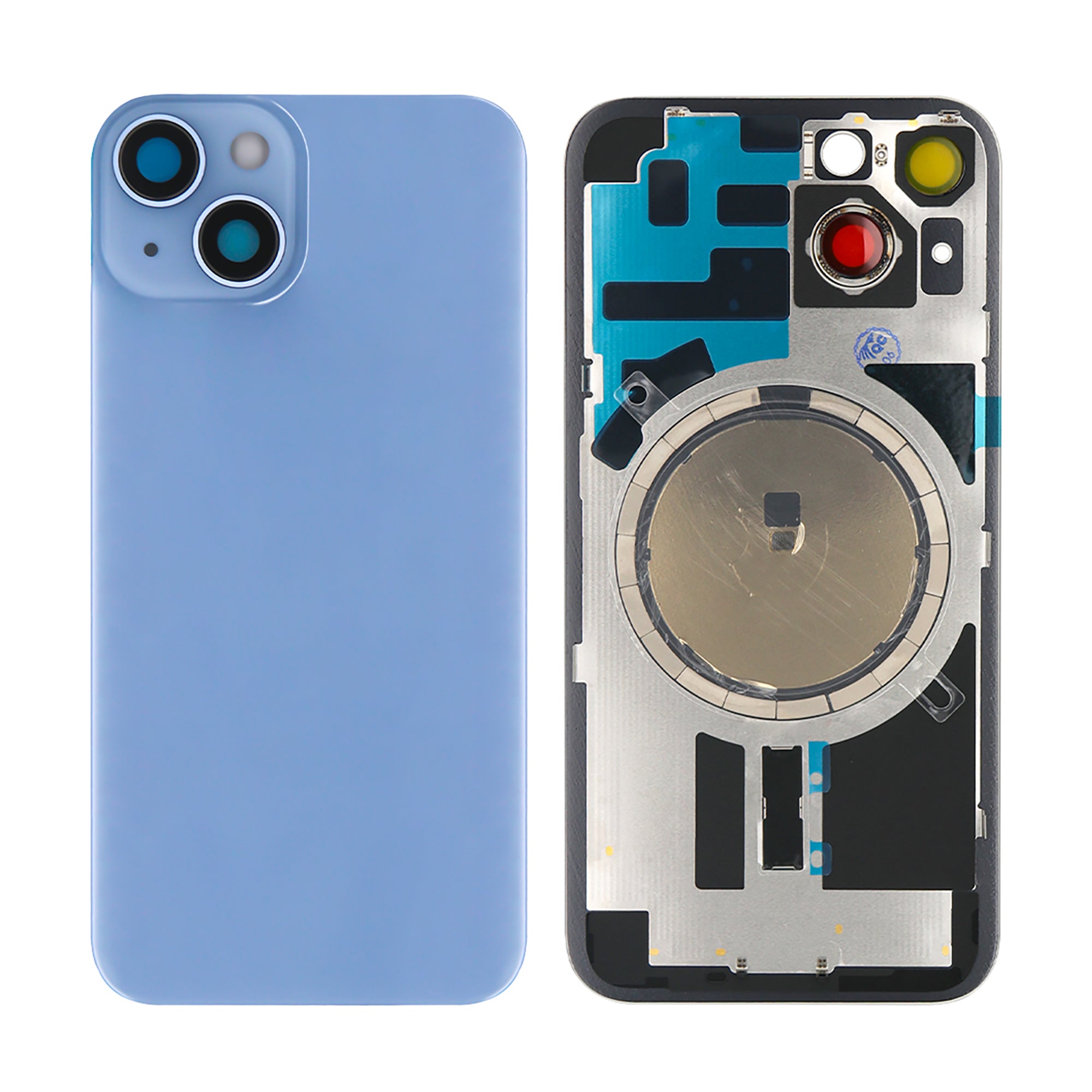 For Apple iPhone 14 Back Glass Without NFC, Enlarged Camera Frame Blue Compatible