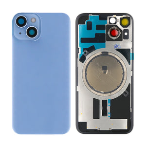 For Apple iPhone 14 Back Glass Without NFC, Enlarged Camera Frame Blue Compatible