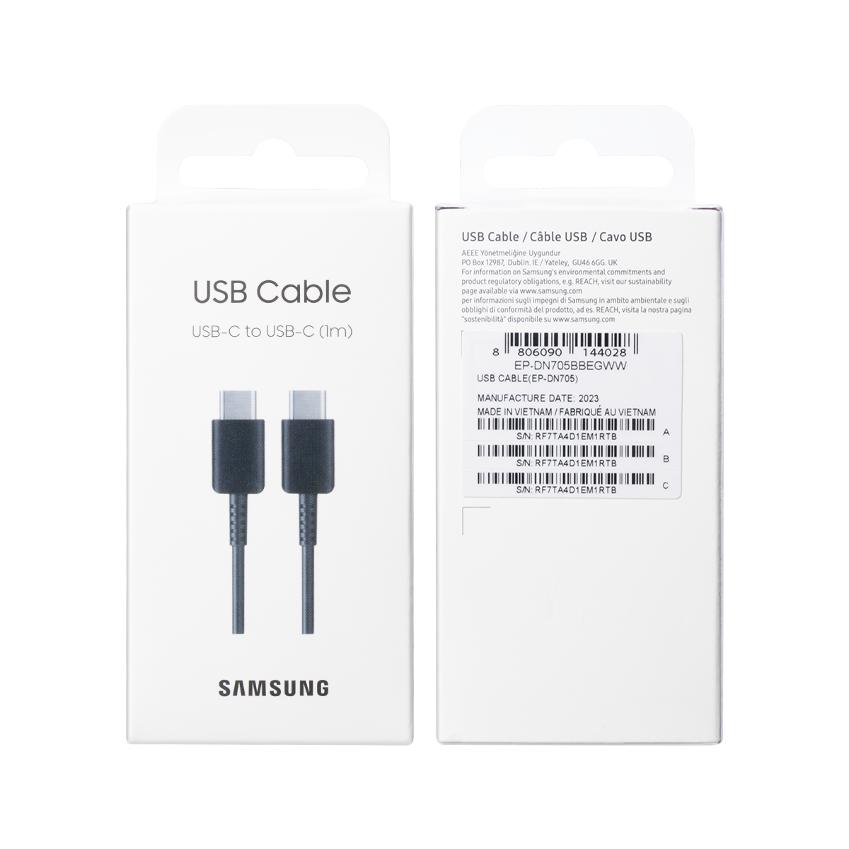Samsung EP-DA705BBEGWW  USB-C To USB-C Data Cable 100cm Black Original Retail Box