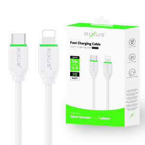 Rixus RX2022 Data Sync And Fast Charge Cable USB-C To Lightning 1m