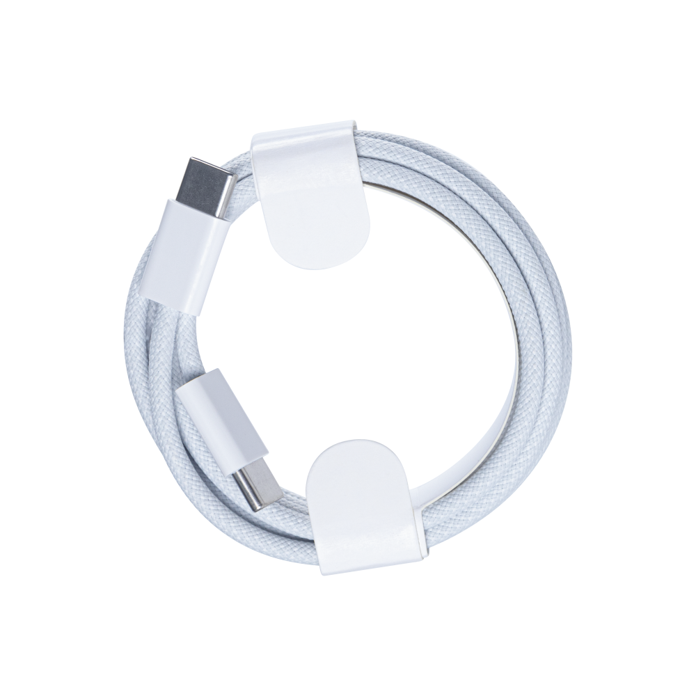 For Apple iPhone 15, 16, 17 Series USB-C To USB-C Woven Cable 200cm 60W White Bulk