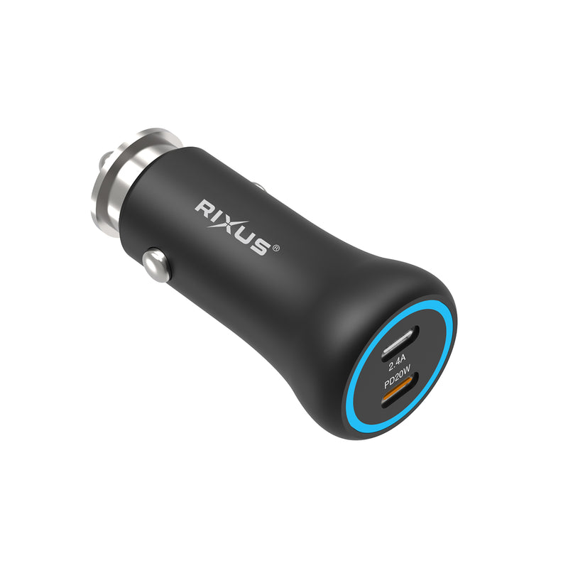Rixus RXCC15 2-Port 20W USB-C Car Charger