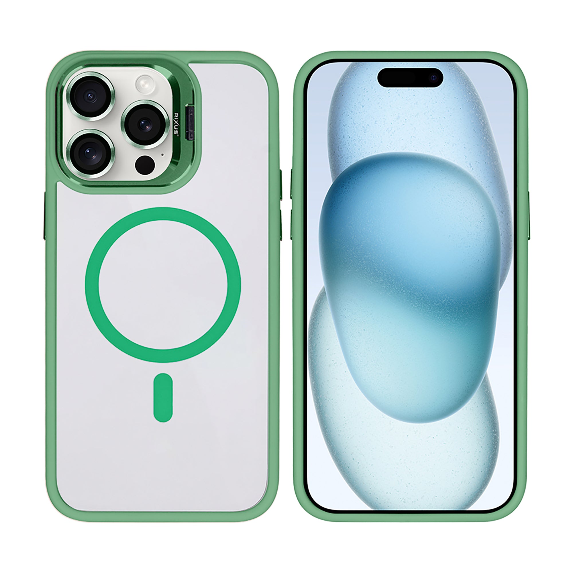 Rixus Classic 03 Case With MagSafe Compatible For Apple iPhone 15 Pro Light Green