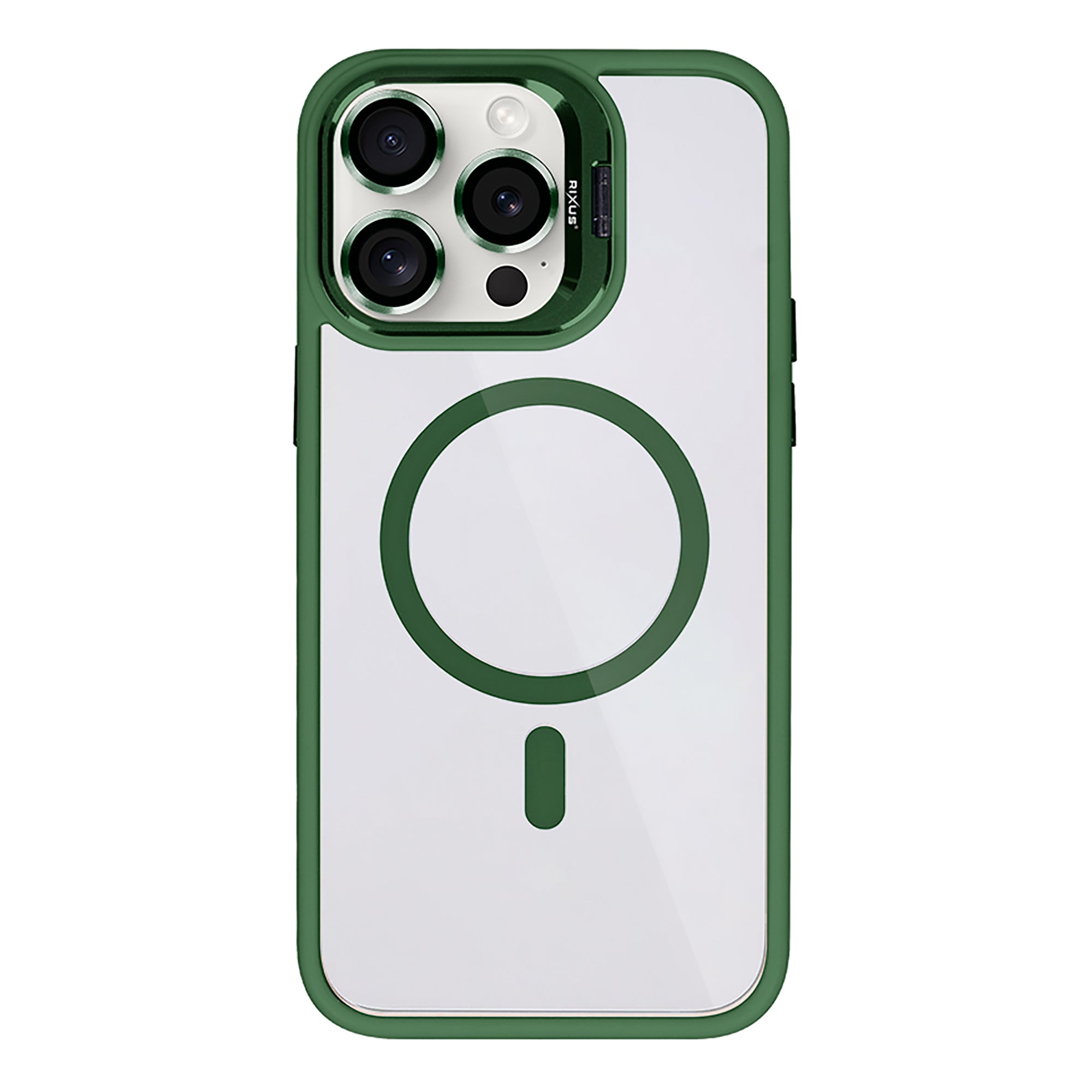 Rixus Classic 03 Case With MagSafe Compatible For Apple iPhone 15 Pro Dark Green