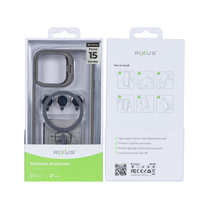 Rixus Classic 03 Case With MagSafe Compatible For Apple iPhone 15 Pro Max Titanium Grey