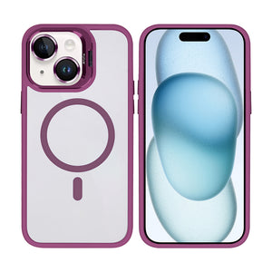 Rixus Classic 03 Case With MagSafe Compatible For Apple iPhone 15 Plus Dark Pink