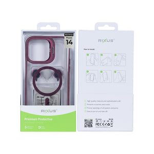 Rixus Classic 03 Case With MagSafe Compatible For Apple iPhone 14 Dark Pink