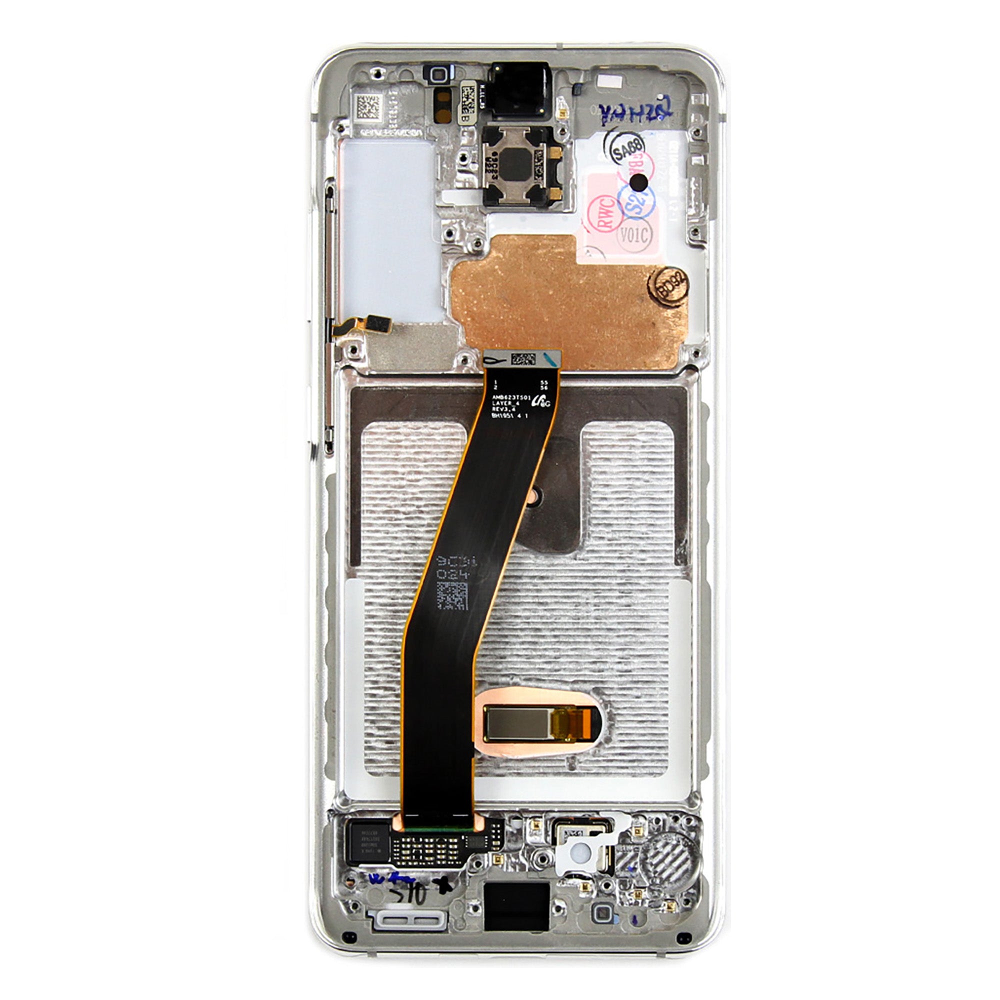 Samsung Galaxy S20 G980F, S20 5G G981F Display And Digitizer With Frame Cloud White Service Pack