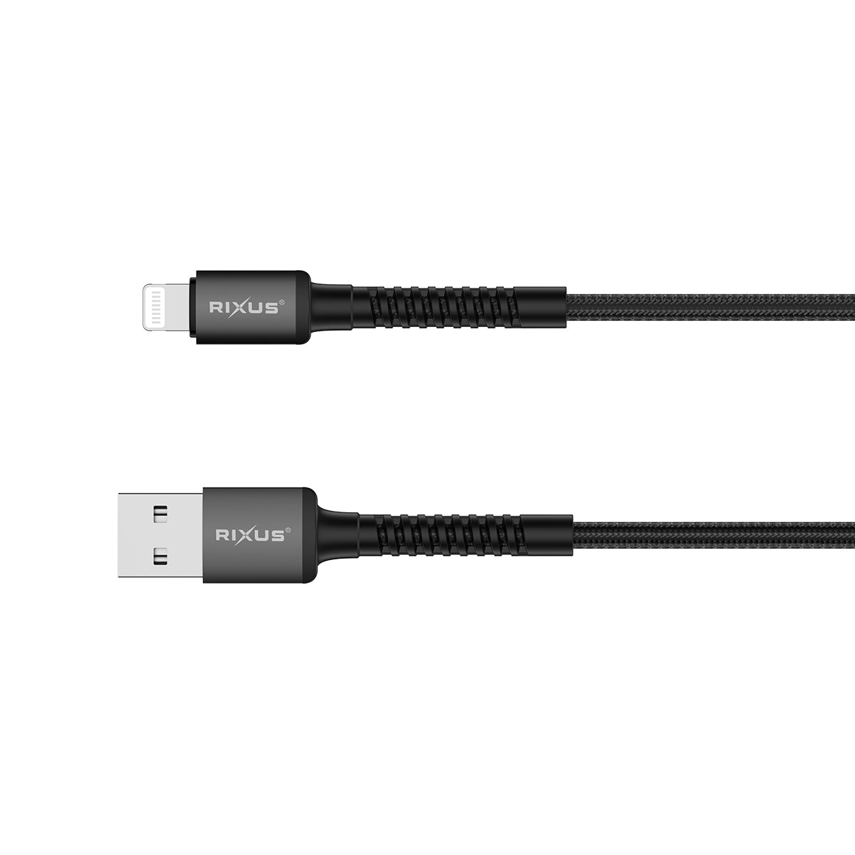 Rixus RXU71A Nylon Braided USB To Lightning Cable 1.2m Black