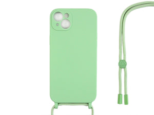 Rixus TPU Necklace Cord Cover For Apple iPhone 15 Plus Matcha