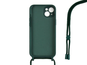 Rixus TPU Necklace Cord Cover For Apple iPhone 15 Plus Dark Green