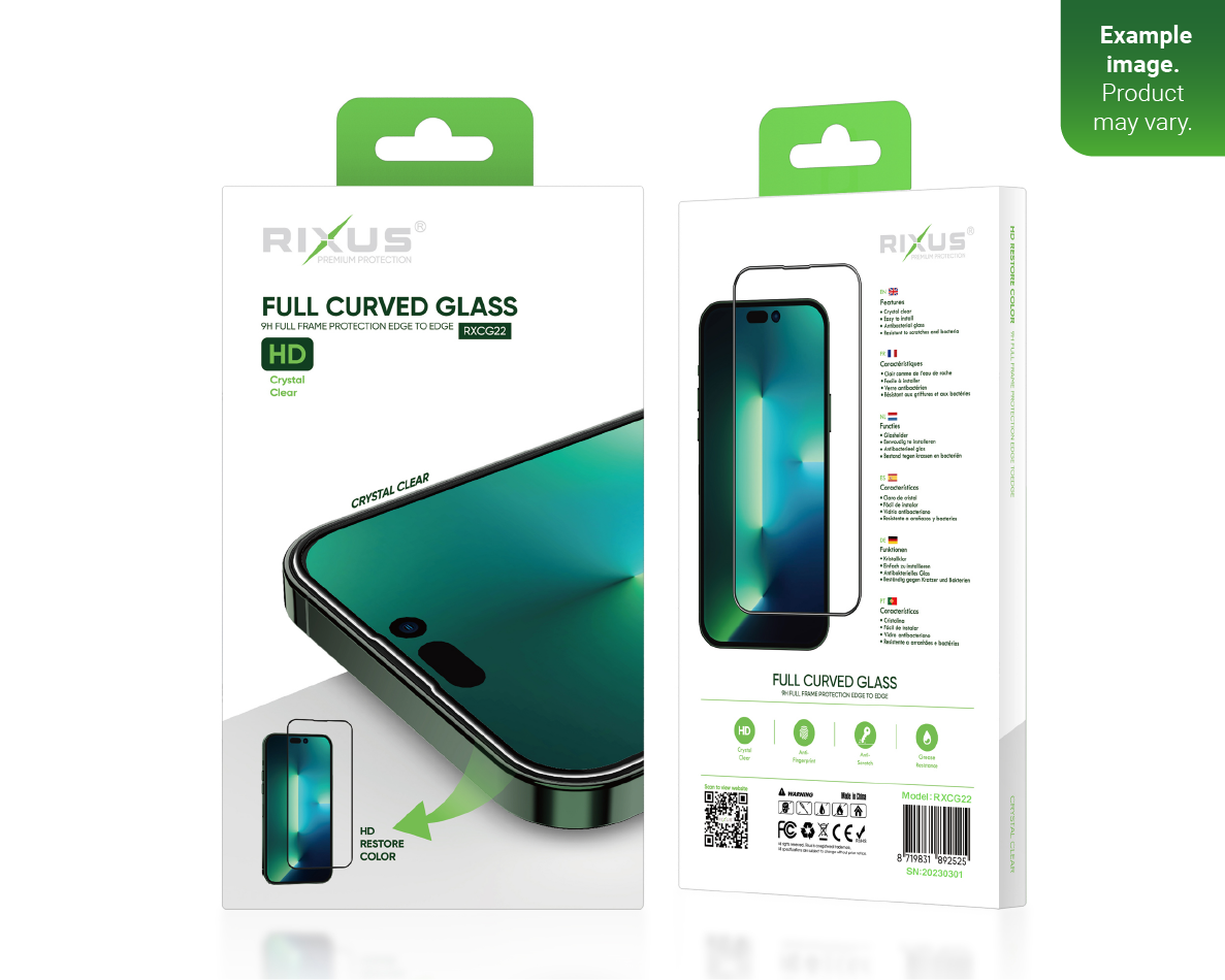 Rixus Clear HD Full Curved Edge Tempered Glass For Samsung Galaxy A03S, A02S