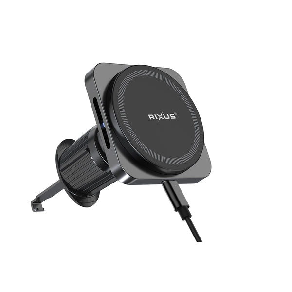 Rixus RXWC20 Wireless Car Charger For MagSafe Compatible Car Mount 15W Space Gray