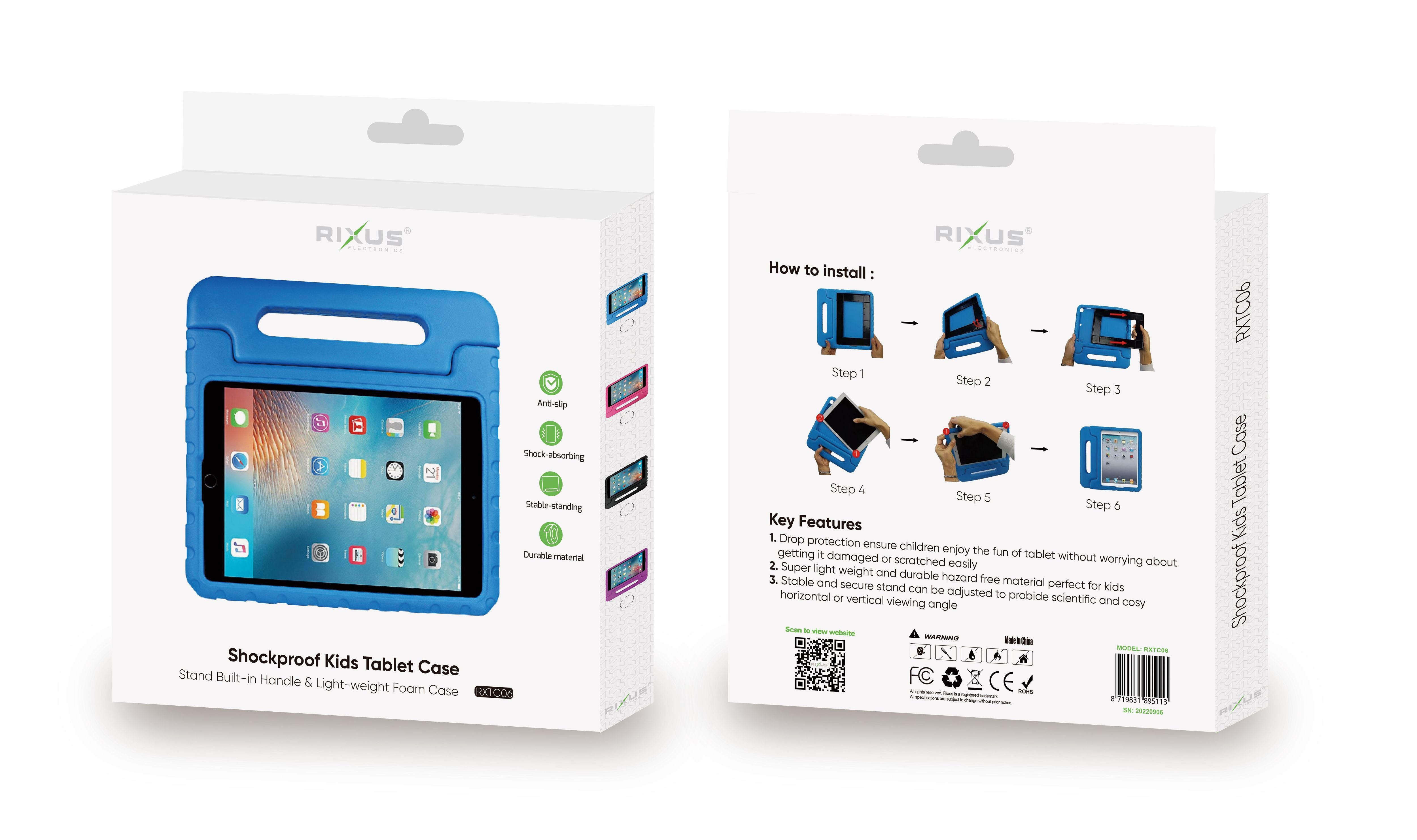 Rixus RXTC06 Tablet Kids Case For Apple iPad 10.2 inch (2021, 2019), iPad Air 3 10.5 inch (2019), iPad Pro 10.5 inch (2018) Blue