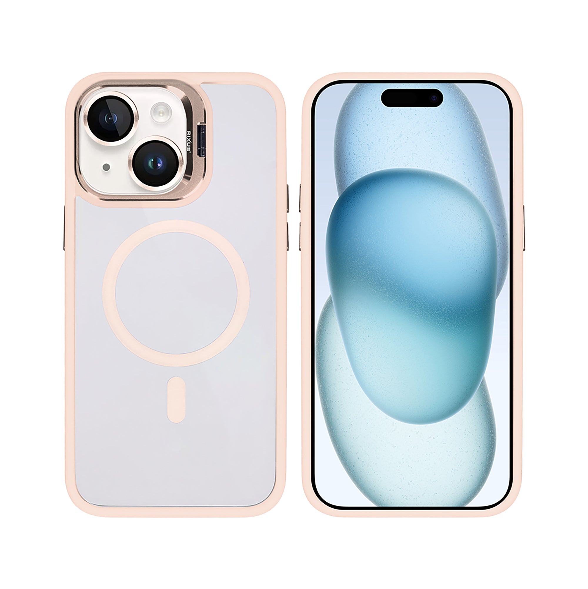 Rixus Classic 03 Case With MagSafe Compatible For Apple iPhone 14 Plus Light Pink