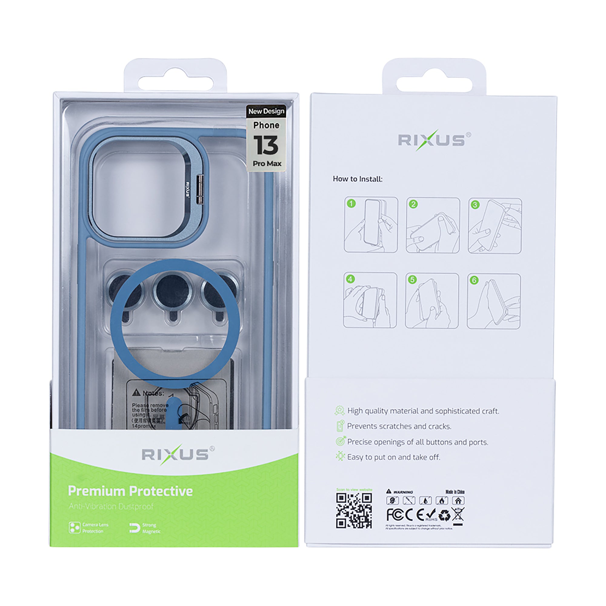 Rixus Classic 03 Case With MagSafe Compatible For Apple iPhone 13 Pro Max Light Blue