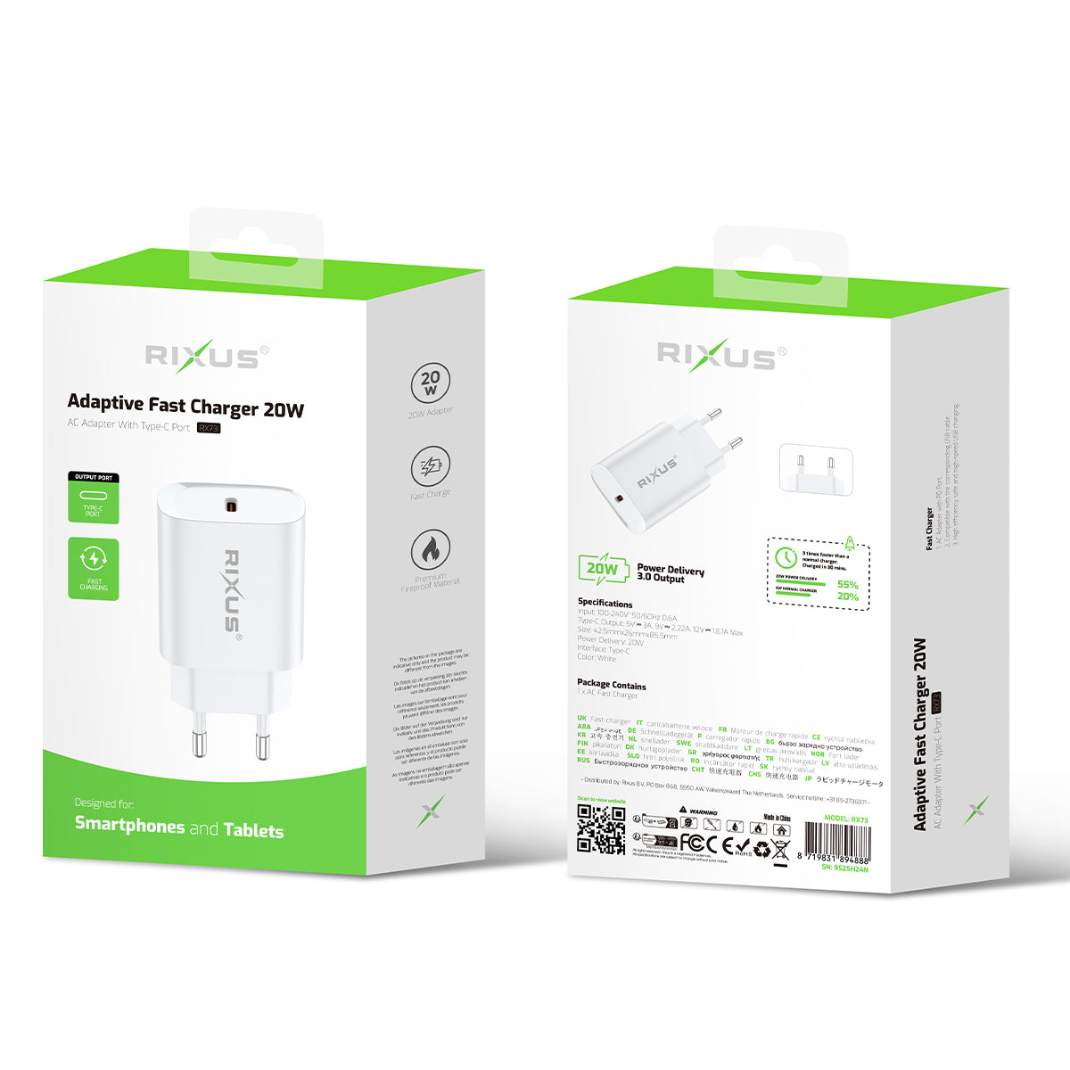 Rixus RX73 Adaptive Fast Charger 20W