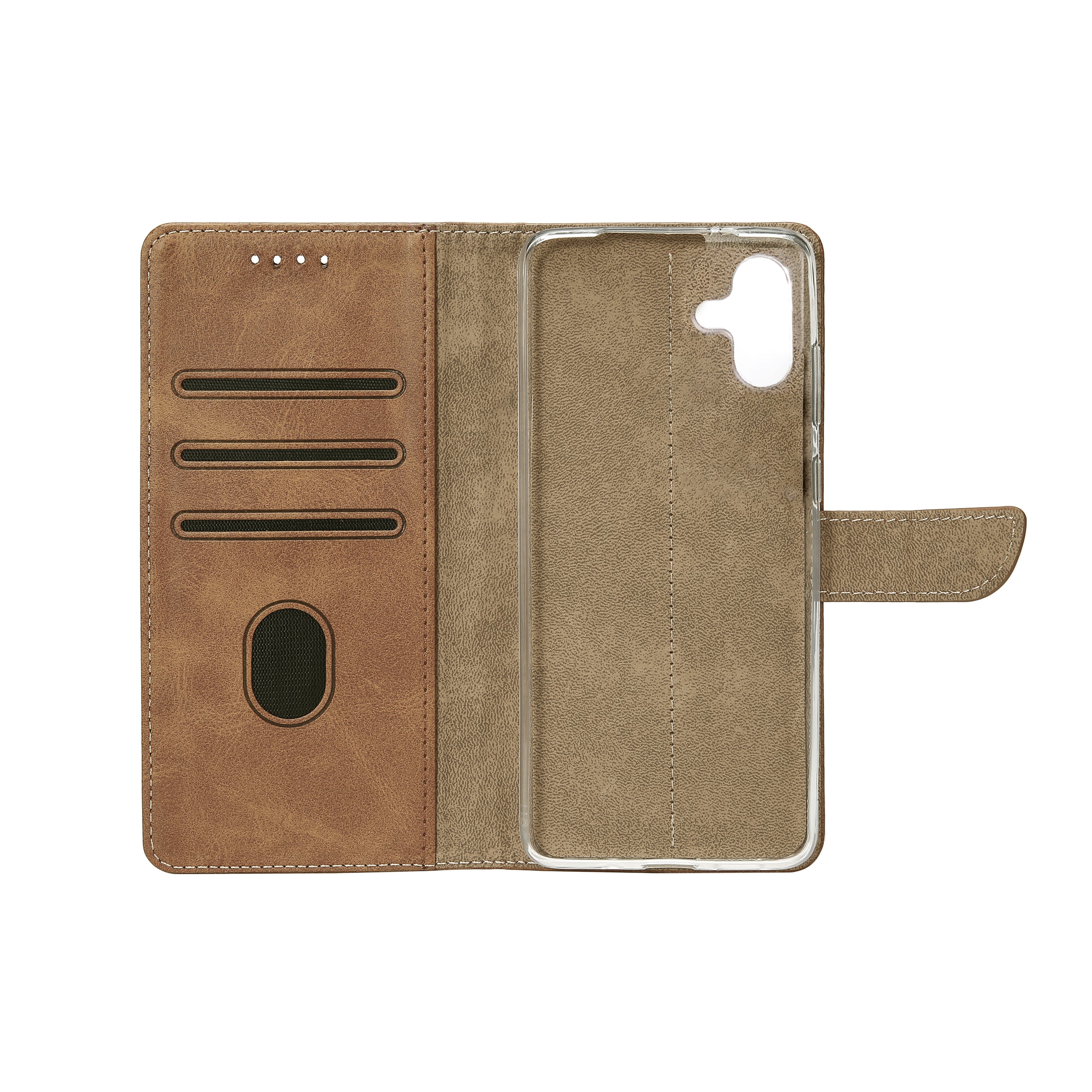Rixus Bookcase For Samsung Galaxy A04e Brown