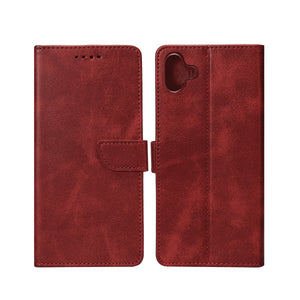 Rixus Bookcase For Samsung Galaxy A04e Dark Red