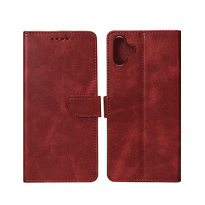 Rixus Bookcase For Samsung Galaxy A05 Dark Red