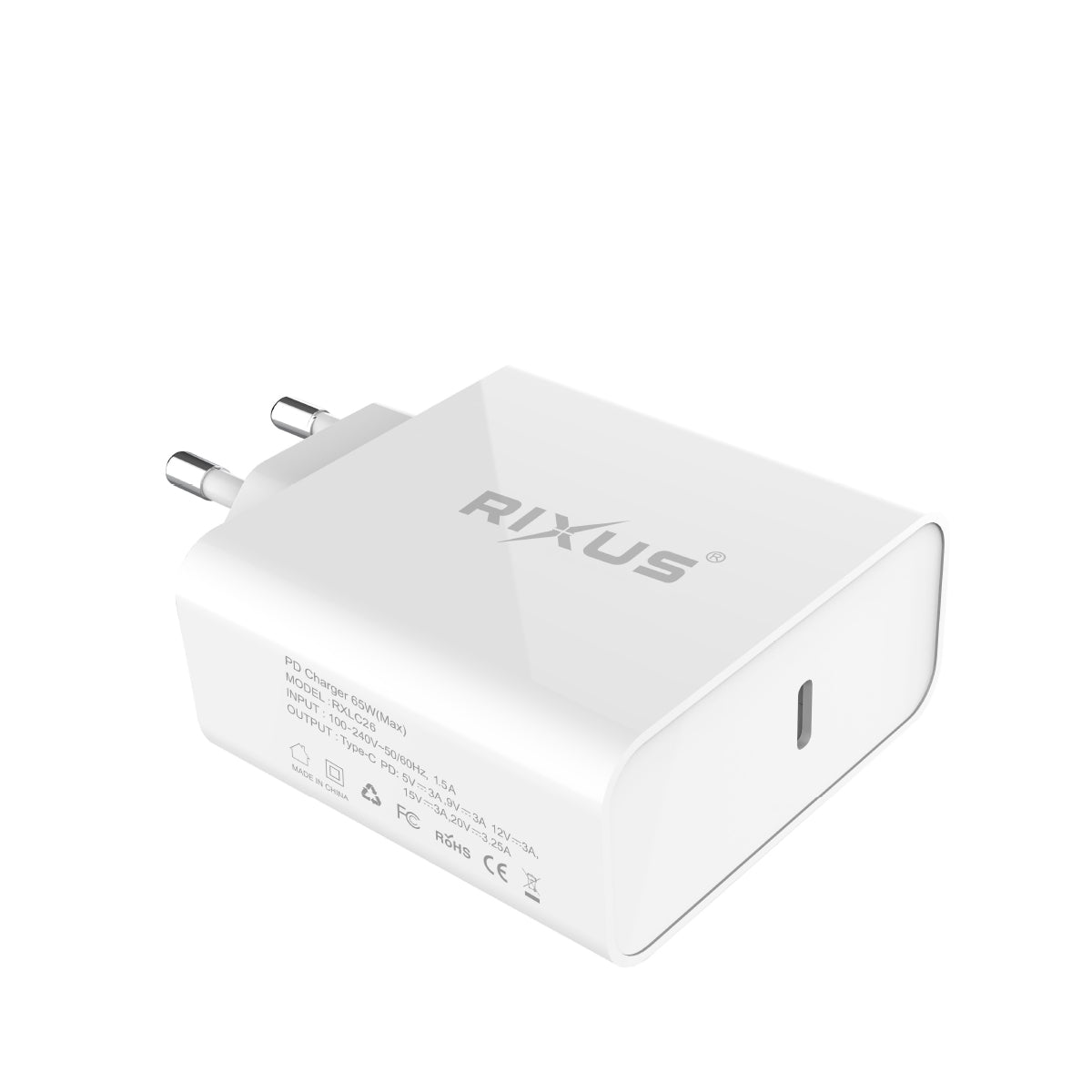 Rixus RXLC26 Universal USB-C Charger White